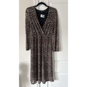 SINSAY Animal Print Long sleeve Midi dress - Size XS